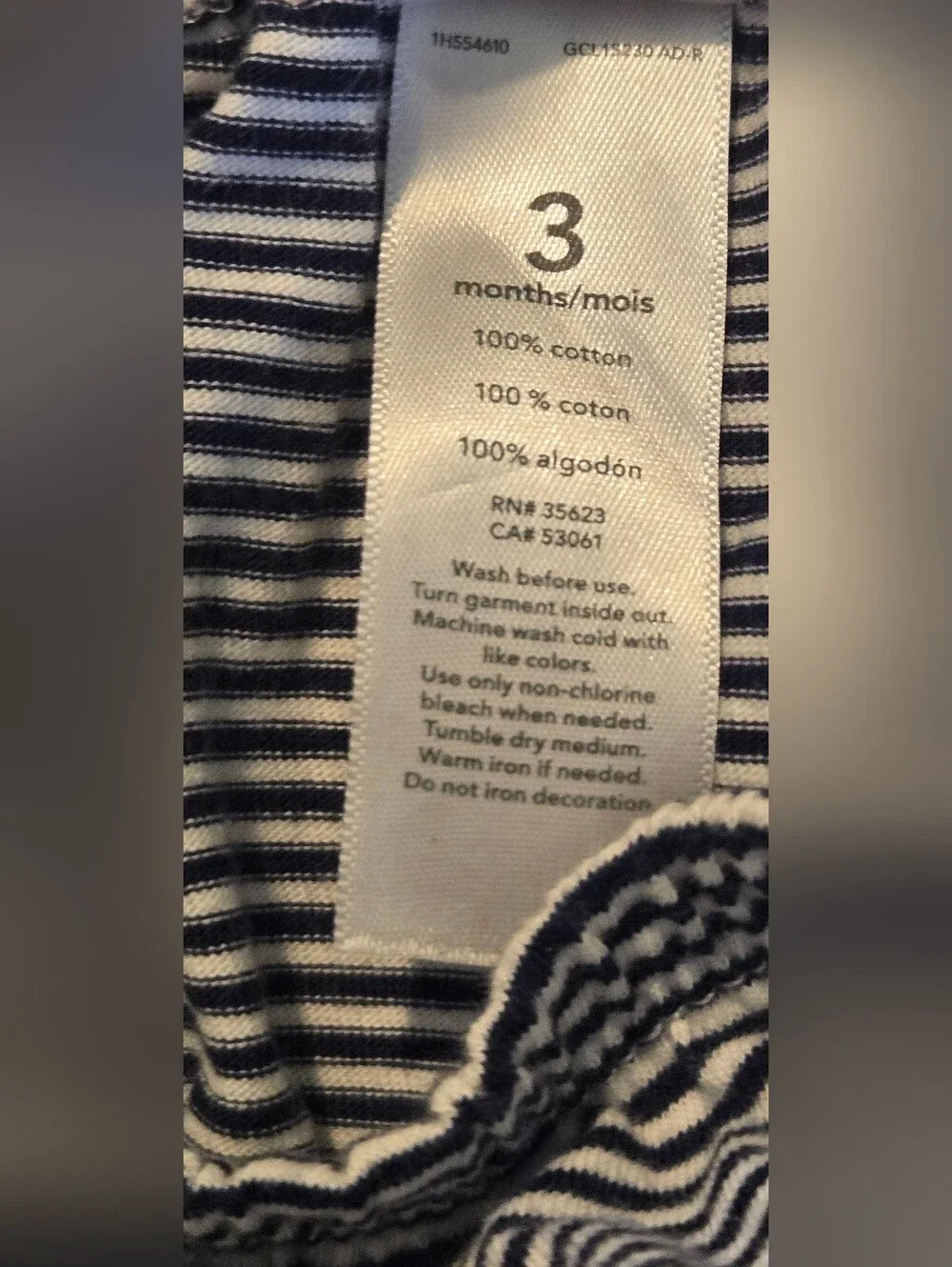 Carter's Navy and White Striped Diaper Cover